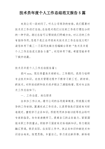 技术员年度个人工作总结范文报告5篇
