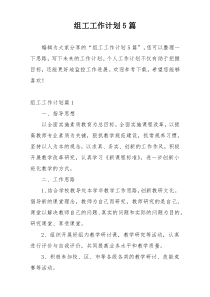 组工工作计划5篇