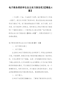 电子商务类的学生自主实习报告范文【精选4篇】