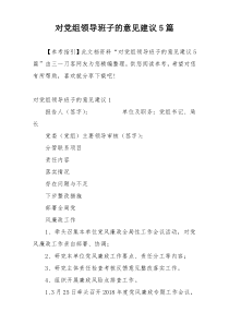 对党组领导班子的意见建议5篇