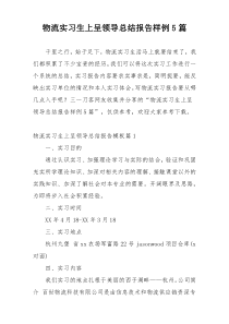 物流实习生上呈领导总结报告样例5篇
