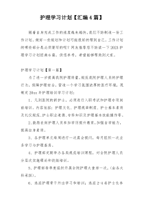 护理学习计划【汇编4篇】