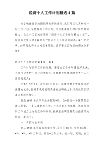 经济个人工作计划精选4篇