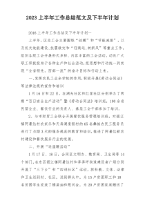 2023上半年工作总结范文及下半年计划