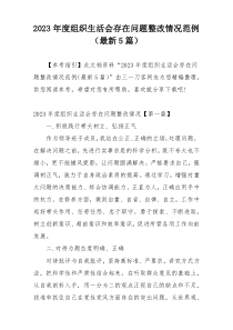 2023年度组织生活会存在问题整改情况范例（最新5篇）