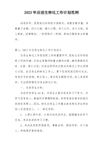 2023年后进生转化工作计划范例