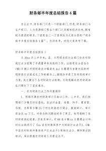 财务部半年度总结报告4篇