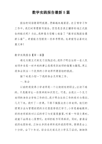 数学实践报告最新5篇