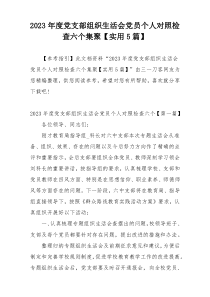 2023年度党支部组织生活会党员个人对照检查六个集聚【实用5篇】