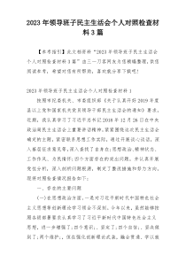 2023年领导班子民主生活会个人对照检查材料3篇