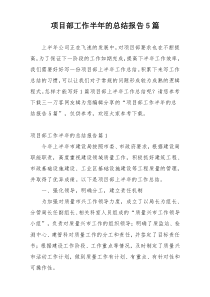 项目部工作半年的总结报告5篇