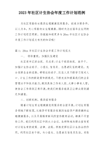 2023年社区计生协会年度工作计划范例
