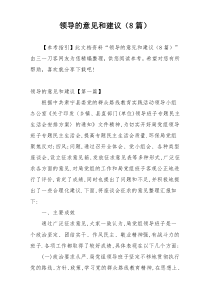 领导的意见和建议（8篇）