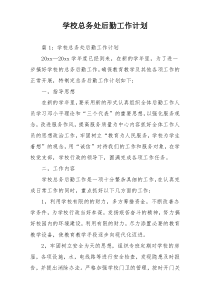 学校总务处后勤工作计划