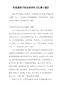 对党委班子的总体评价【汇集5篇】