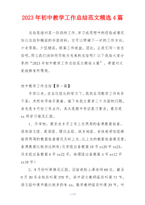 2023年初中教学工作总结范文精选4篇