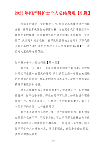2023年妇产科护士个人总结简短【5篇】