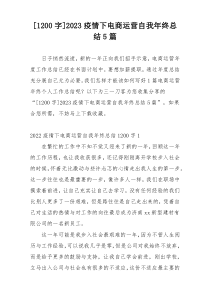 [1200字]2023疫情下电商运营自我年终总结5篇
