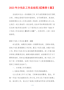 2023年少先队工作总结范文【推荐5篇】