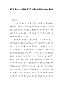 书记在全市人才队伍建设工作部署会上的讲话合集2篇范文