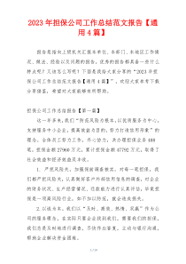 2023年担保公司工作总结范文报告【通用4篇】