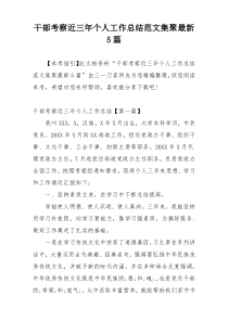 干部考察近三年个人工作总结范文集聚最新5篇