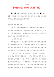 护理护士实习总结【汇编4篇】
