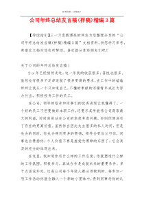 公司年终总结发言稿(样稿)精编3篇