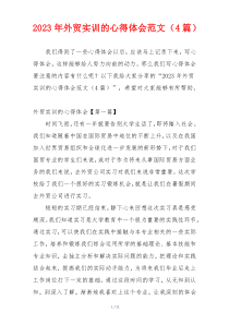 2023年外贸实训的心得体会范文（4篇）