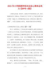 2023年小学新教师培训总结心得体会范文【参考4篇】