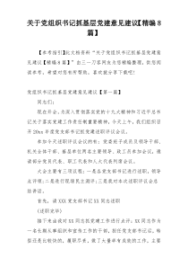 关于党组织书记抓基层党建意见建议【精编8篇】