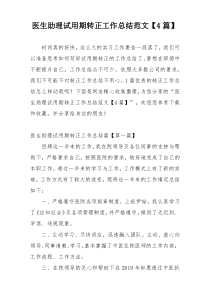 医生助理试用期转正工作总结范文【4篇】