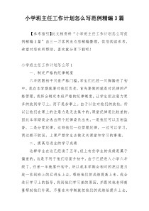 小学班主任工作计划怎么写范例精编3篇