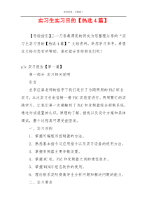 实习生实习目的【热选4篇】