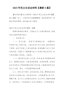2023年民主生活会材料【最新5篇】