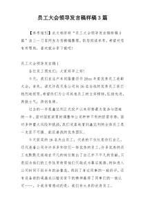 员工大会领导发言稿样稿3篇