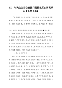 2023年民主生活会查摆问题整改落实情况报告【汇集8篇】