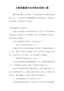 文旅质量提升自评报告范例3篇