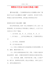 销售实习生实习总结【热选5篇】