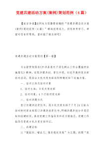 党建共建活动方案(案例)策划范例（4篇）