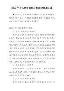 2023年个人现实表现材料简短通用3篇