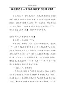 宣传委员个人工作总结范文【范例5篇】