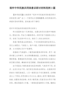 筑牢中华民族共同体意识研讨材料范例3篇