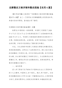 巡察整改方案详情和整改措施【实用4篇】