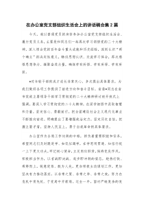 在办公室党支部组织生活会上的讲话稿合集2篇