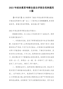 2023年政治素质考察自查自评报告范例通用3篇