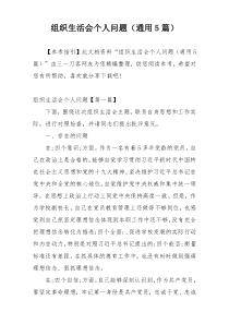 组织生活会个人问题（通用5篇）