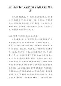 2023年财务个人年度工作总结范文怎么写5篇