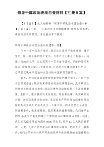 领导干部政治表现自查材料【汇集5篇】