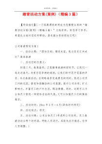 踏青活动方案(案例)（精编3篇）